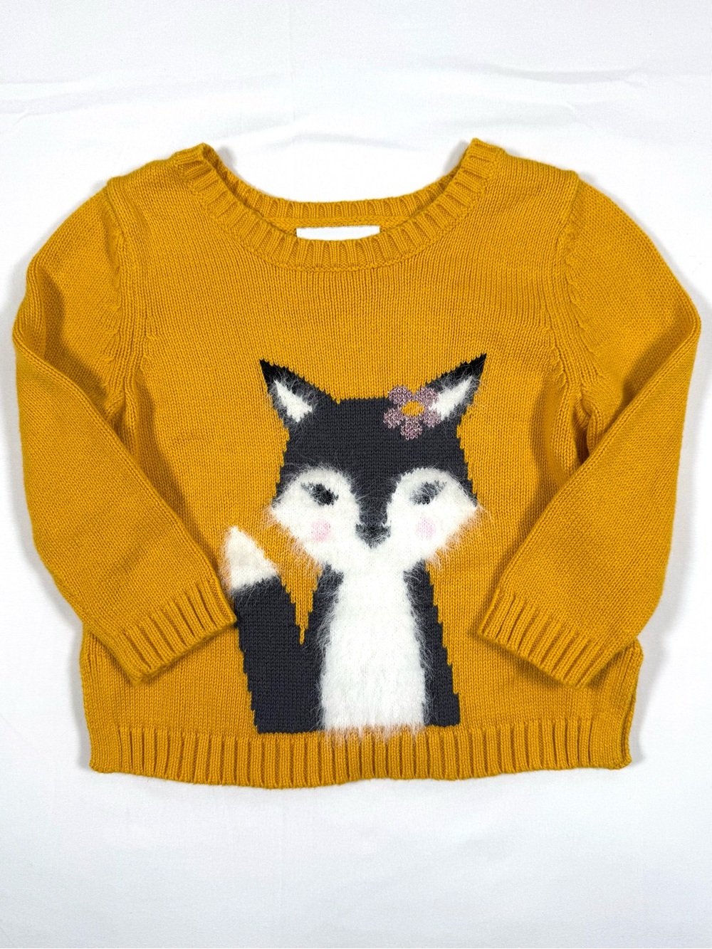 OLD NAVY Girls Fox Intarsia Sweater 18-24M Woodland Cottagecore Novelty Forest